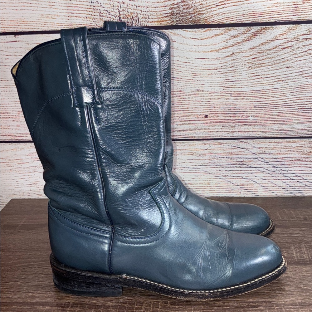 Women’s Vintage Cowtown  Blue Leather Boots Size 5M